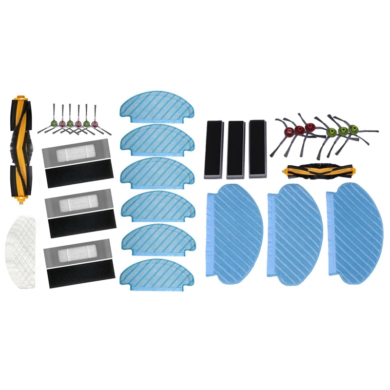

1set HEPA Filter Main Roller Side Brush for Ecovacs Deebot OZMO 950 920 & 21Pcs Filter Brush for Ecovacs Deebot Ozmo T8