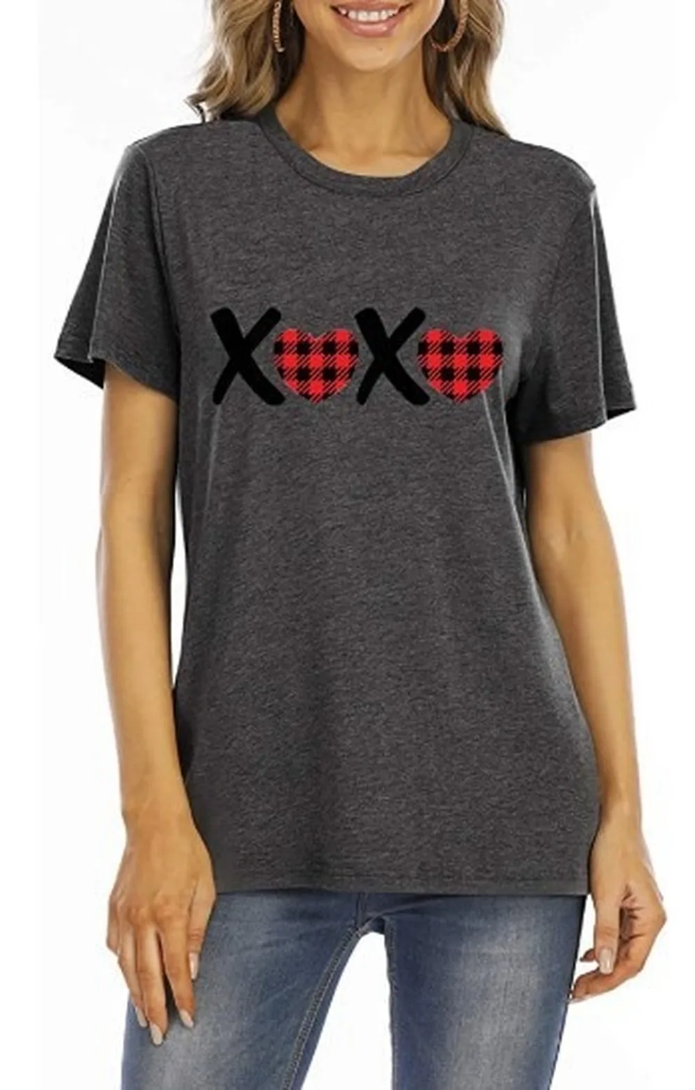 

New Valentine's Day Short-sleeved T-shirt LOVE Love Print Couple Ladies Graphic Tee