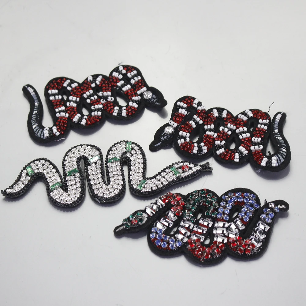 Большой размер с бисером нашивка &quotЗмея&quot мотив аппликация пришивать нашивки