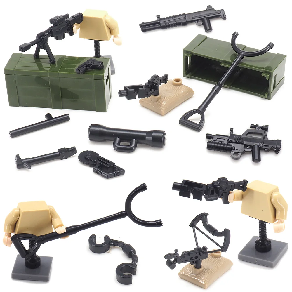 Военный поворотный пистолет оружие строительный блок армия WW2 фигурки солдат