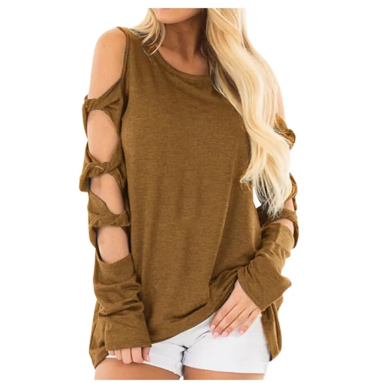 Женская футболка повседневная свободная одноцветная 2019 весна осень сексуальная