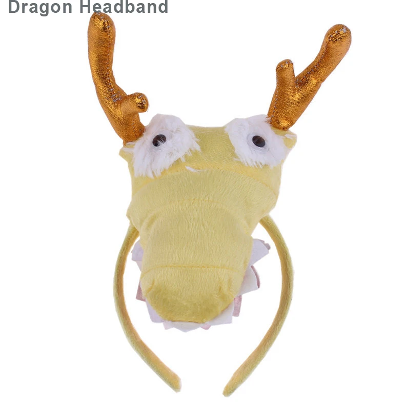 Dragon Headband Милое животное ухо оголовье плюшевые стерео обезьяна лиса Тигр повязка для волос для детей взрослых Косплей головные Уборы Хэллоуин Рождественская вечеринка - Цвет: Dragon Headband