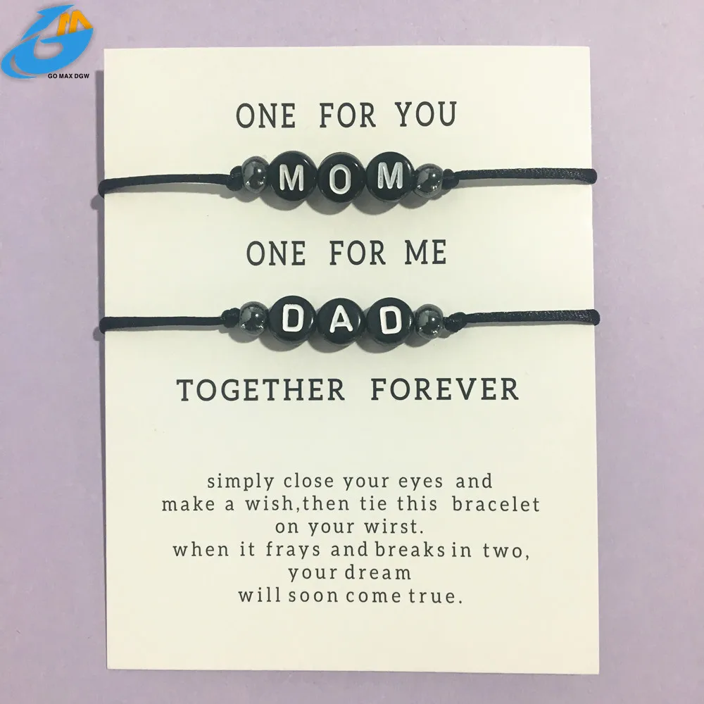 Браслет с надписью для мамы и папы ювелирные изделия ручной работы веревка