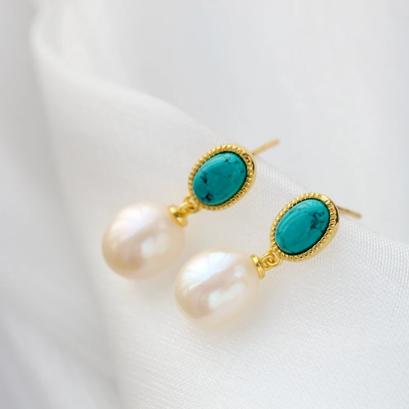 

Authentic 925 Sterling Silver 18K Gold Plated Elegant Women Baroque Pearl Earring Trendy Jewelry Gift 925 Silver Earrings