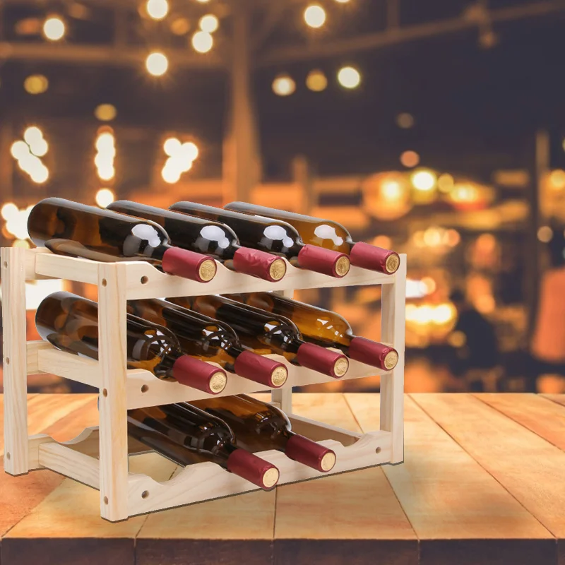 

Wine Cabinet Red Wine Rack 12 Wooden Bottle Holder Mount Bar Solid wood Shelf Folding Wood Wine Rack AlcoholDrink Bottle Holders