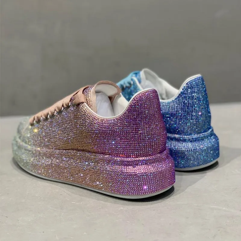 Женские кроссовки со стразами повседневная весенняя обувь на платформе