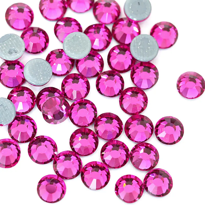 Стразы цвета фуксии AAAAA высококачественные стразы с плоской задней поверхностью