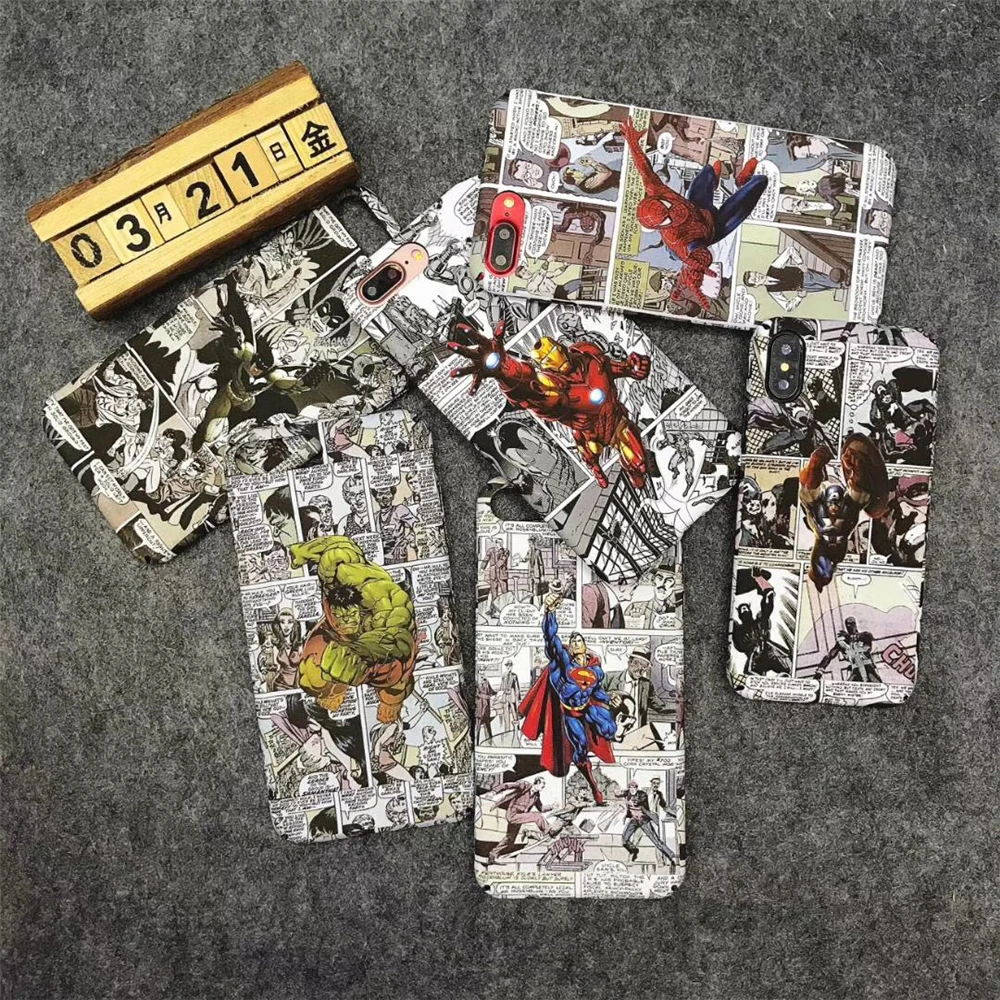 Marvel Бэтмен Супермен Человек-паук световой телефон чехлы для iphone 5 5s 7 8 6 6s плюс X 10