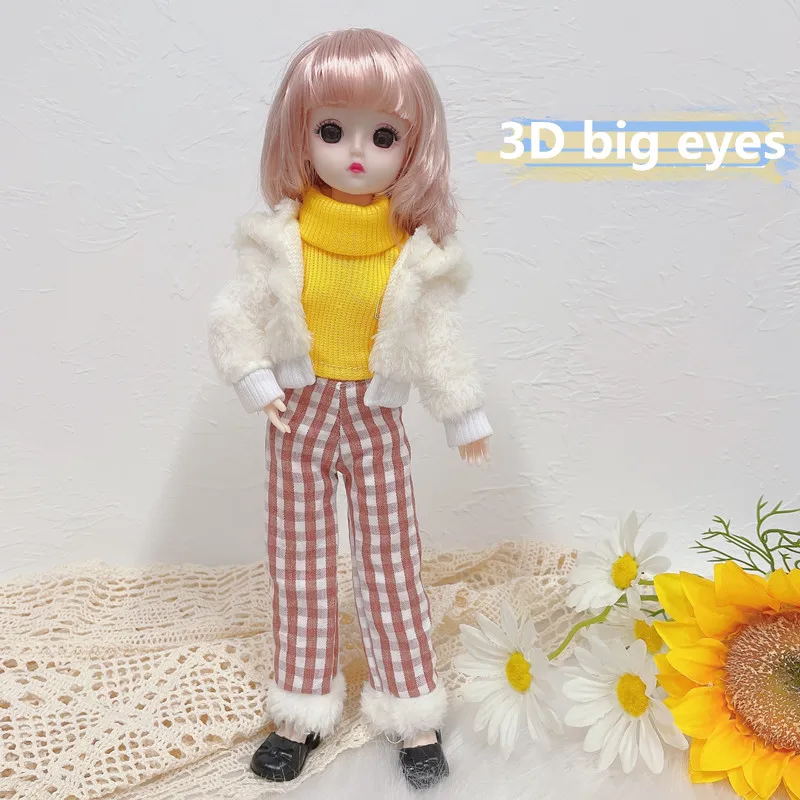 

BJD Doll 30cm 23 Movable Joints 1/6 Cute 4D Big Eyes Multiple Hairstyle Babydoll Cartoon Can Dress Up Fashion Doll Toy Girl Gift