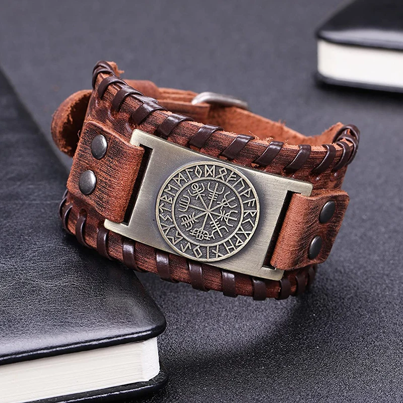 

Vintage Compass Vintage Ancient Civilization Leather Bracelet Ancient Copper Viking Pirate Bracelet Unisex Jewelry Accessories