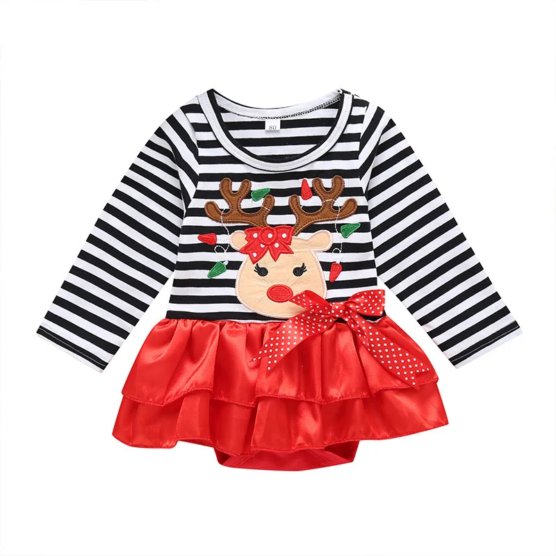2020 Новое модное милое платье из тюля в полоску с Санта Клаусом для маленьких