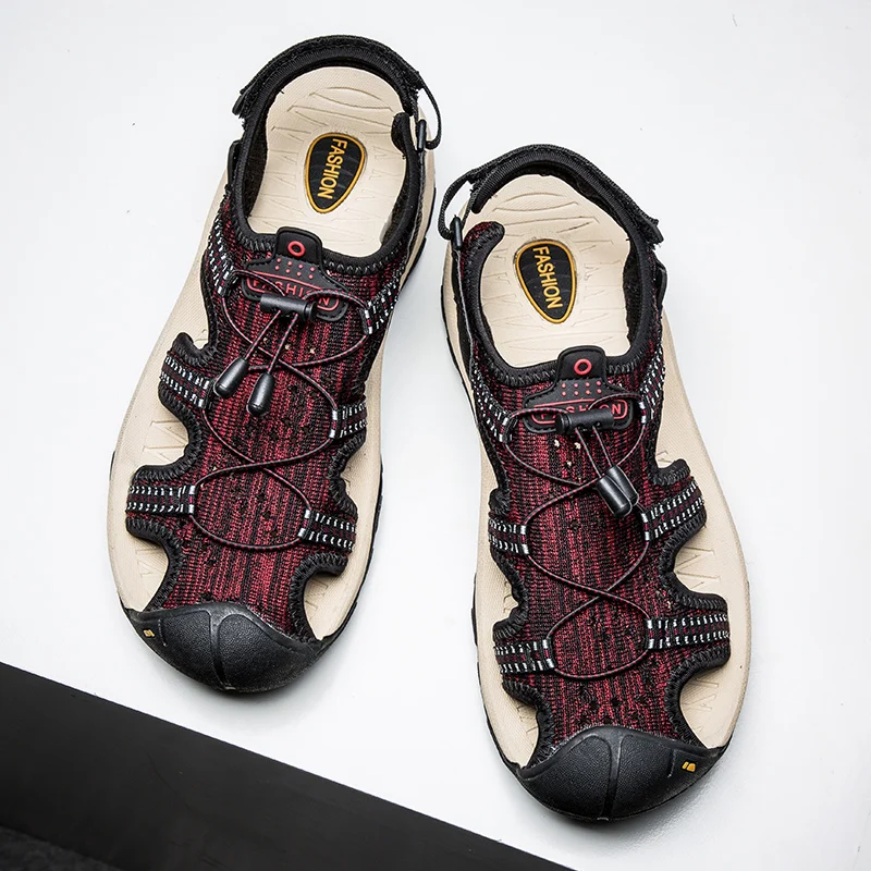 Новинка Модные дышащие мужские сандалии Кожаная Летняя Пляжная обувь Мужские