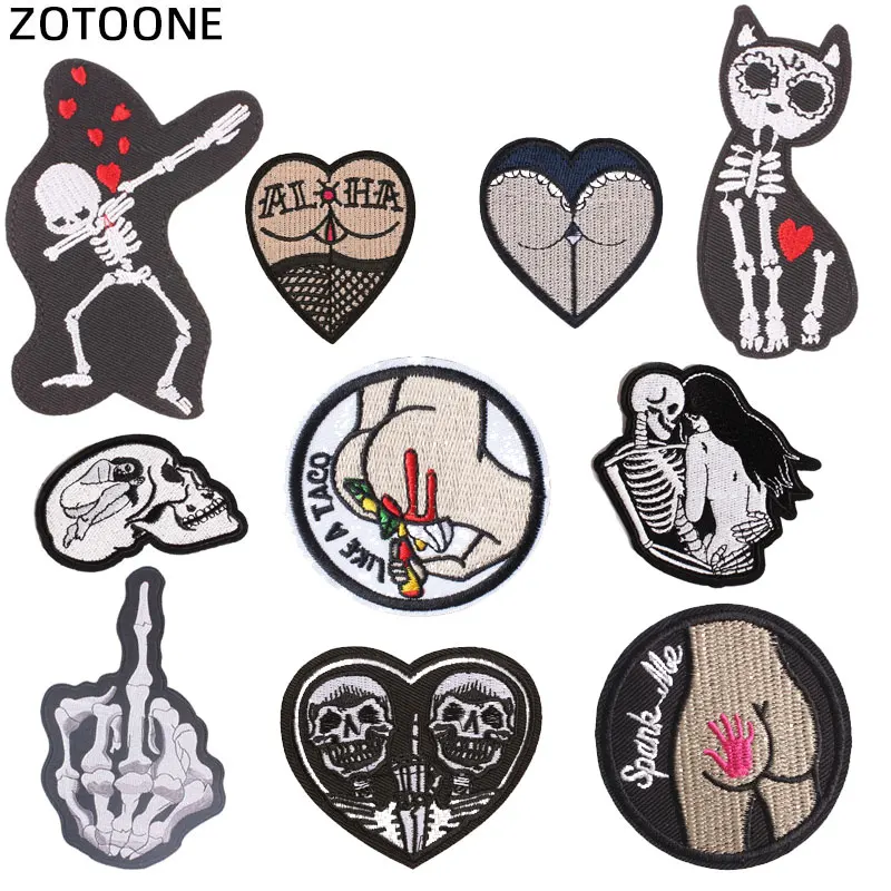 ZOTOONE красивые черно белые нашивки с черепами для вышивки футболки аппликации
