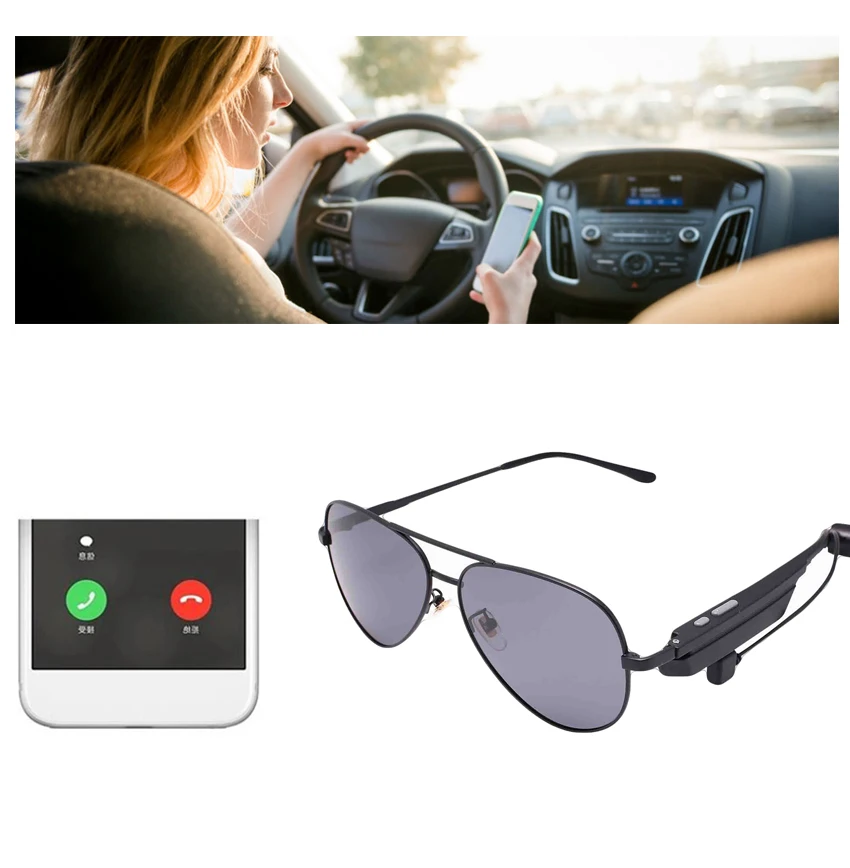 Conway Music Sunglasses Bluetooth Speaker Headset with Earphone Smart Audio Sun Glasses Pilot Polarized Lens for Women Men