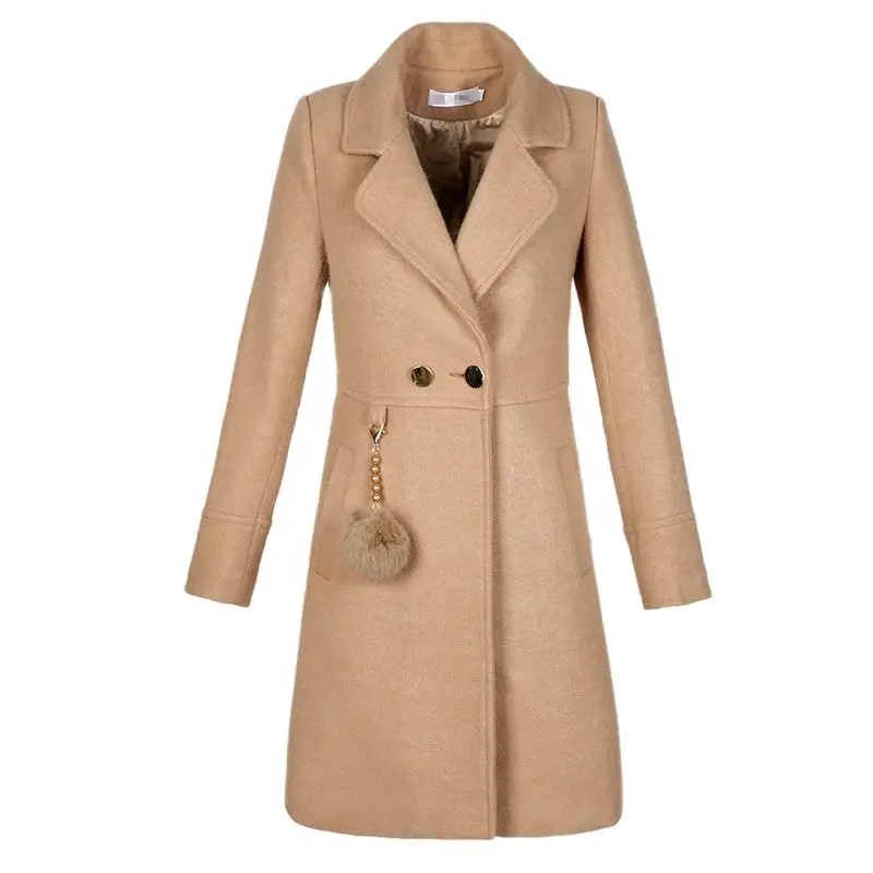 

Толстое шерстяное пальто для женщин 2020 новая Корейская версия осенне-зимнего длинного приталенного стеганого шерстяного пальто