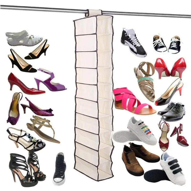 10 Pocket Dust-proof Shoe Clothes Hanging Storage Rack Shelf Door Organizer | Дом и сад