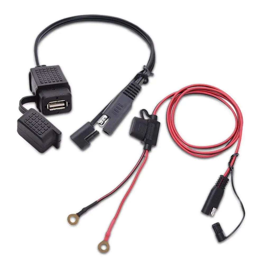 

1pcs 12V Waterproof Motorcycle SAE to USB Phone GPS MP4 Charger Cable Adapter Inline Fuse Power Supply