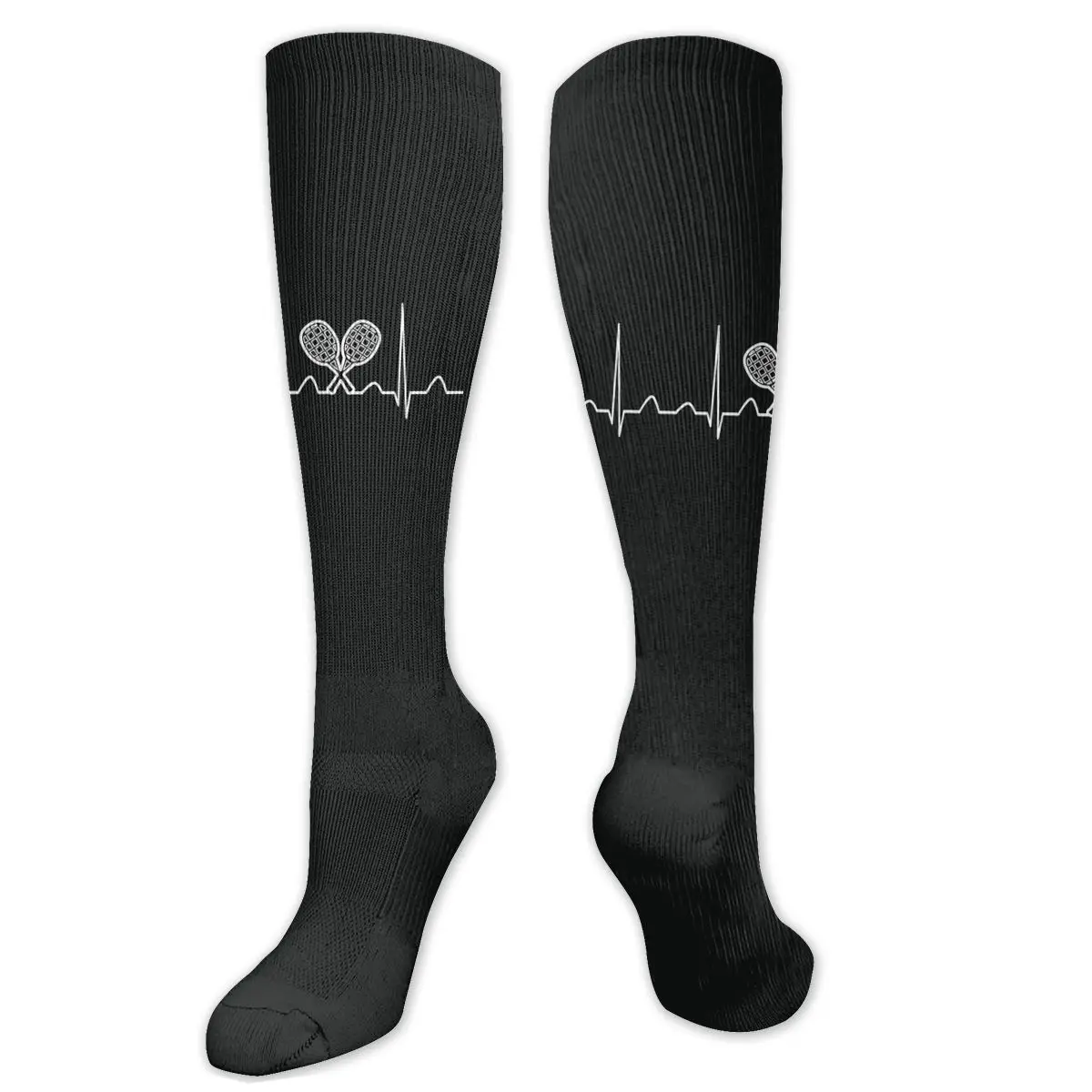 

Tennis Heartbeat Compression Socks For Women Men Plus Size Wide Calf For Nurses Running Athletic