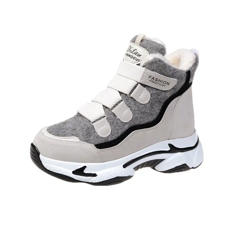

Z92 Winter snow boots women's high-top PU round toe Keep warm platform flat comfortable casual women's boots Botas Muje