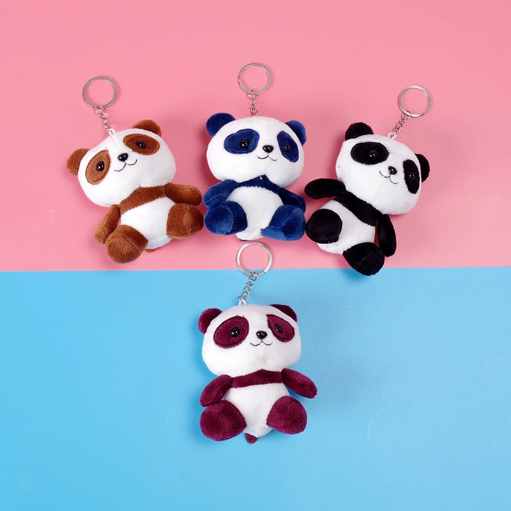 

2022 1PC 10cm Cute Cartoon Panda Plush Pendant Keychain Kids Present Doll Valentines Day Gifts Jewelry Accessories