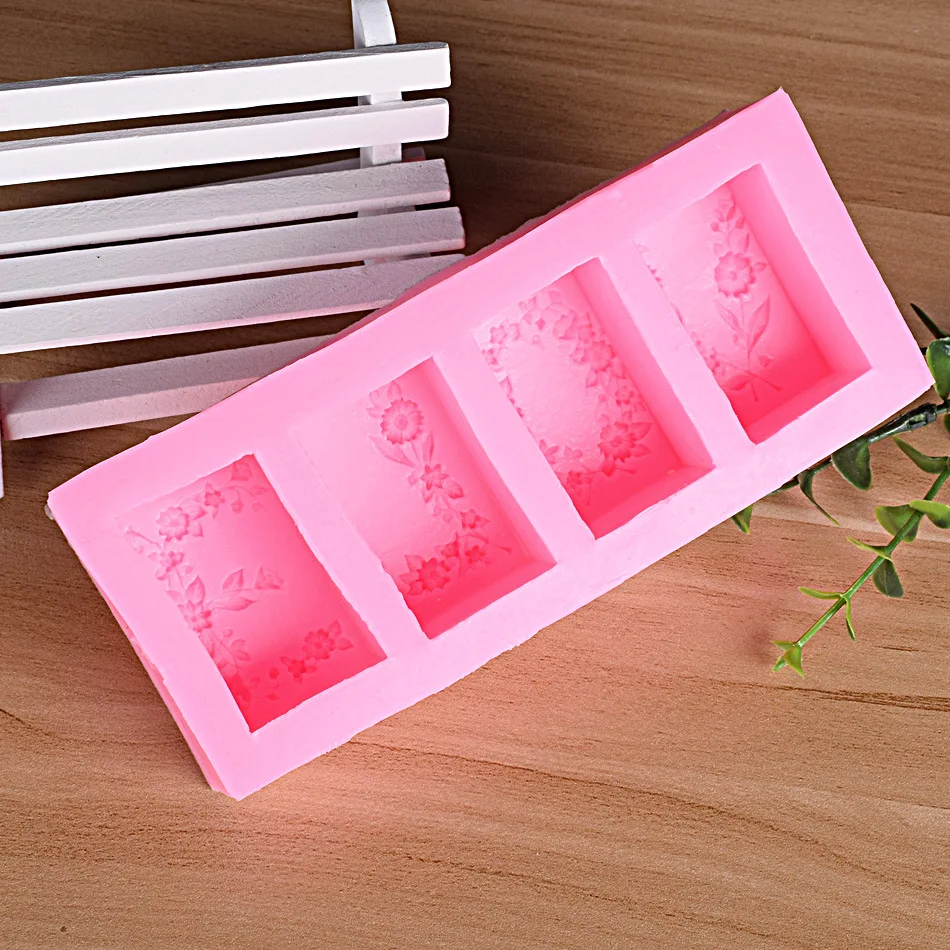 Цветочная прямоугольная силиконовая форма для мыла ручной работы мороженое-желе