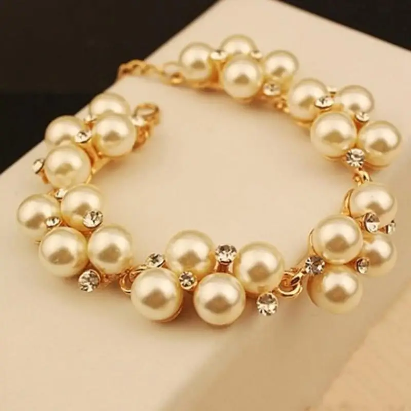 Модный Браслет-манжета с бусинами и кристаллами женское Ювелирное Украшение |