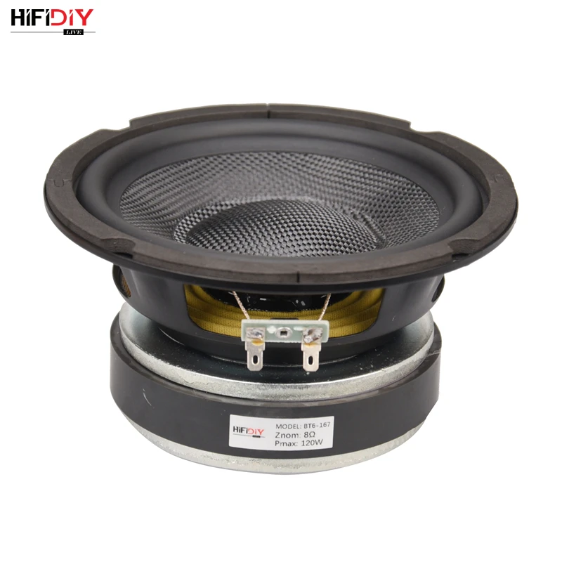 

HIFIDIY LIVE HI-FI AUDIO 6.5 inch 6" Midbass Woofer speaker DIY Unit 8 OHM 120W Glass fiber vibratory basin Loudspeaker BT6-167