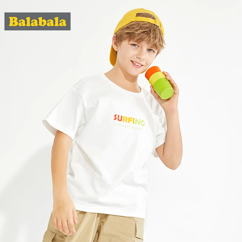 Balabala футболка с короткими рукавами для мальчиков лето 2020 новая мода дети круглый