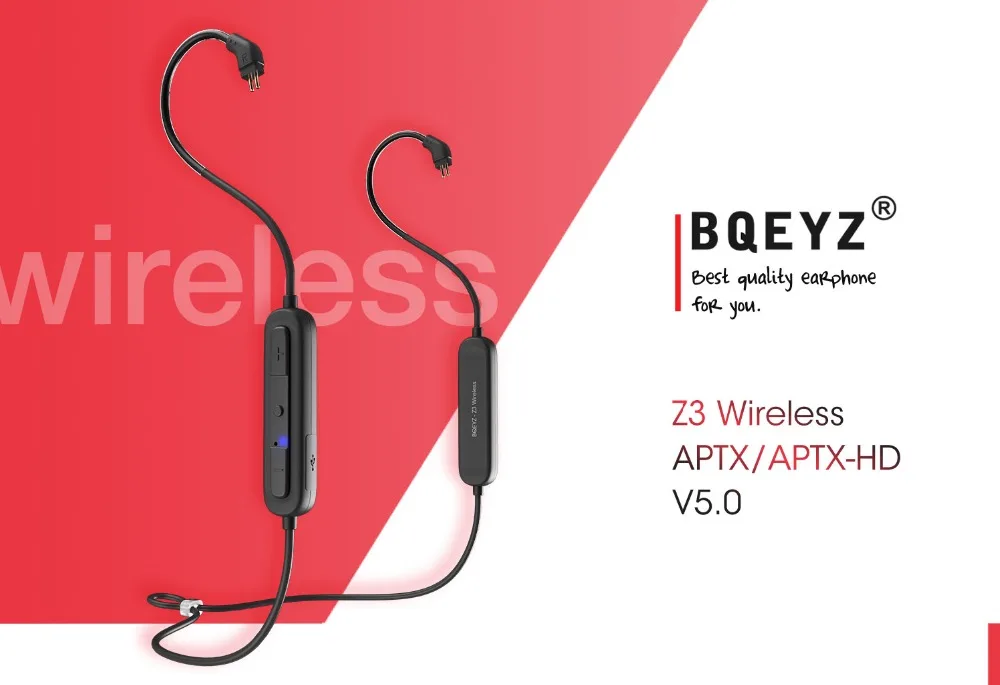 BQEYZ Z3 5,0 Bluetooth AptX-HD кабель беспроводной MMCX/0,78 мм разъем HIFI водонепроницаемые наушники с кабелем для BQ3 KC2 T2 N1 K2 NO. 3 S2