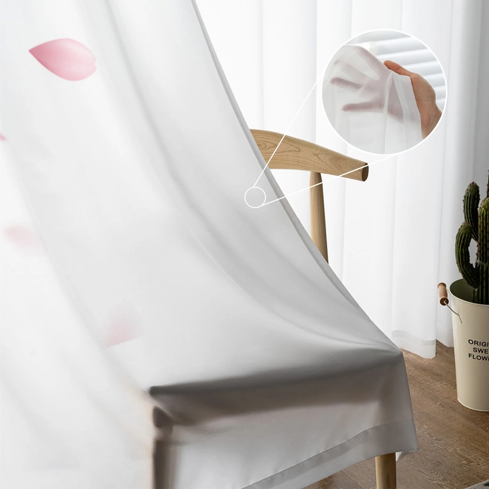 flor rosa cerejeira flores branco tule sheer janela cortinas para sala de estar cozinha crianças quarto voile pendurado cortina