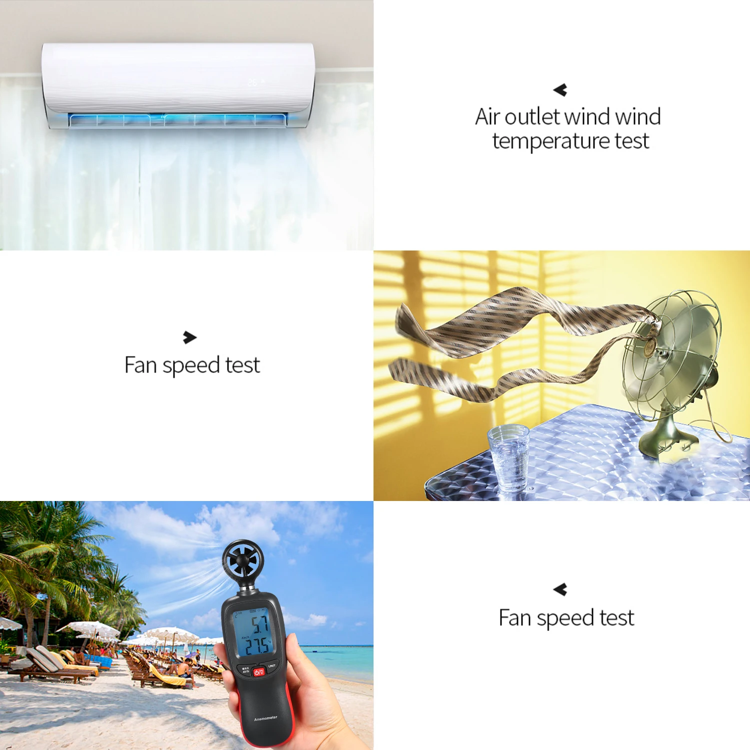 Цифровой анемометр Ручной Карманный измеритель скорости ветра температуры