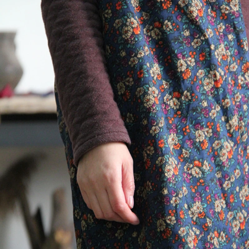 Женский однобортный жилет Johnature свободный хлопковый с цветочным принтом без