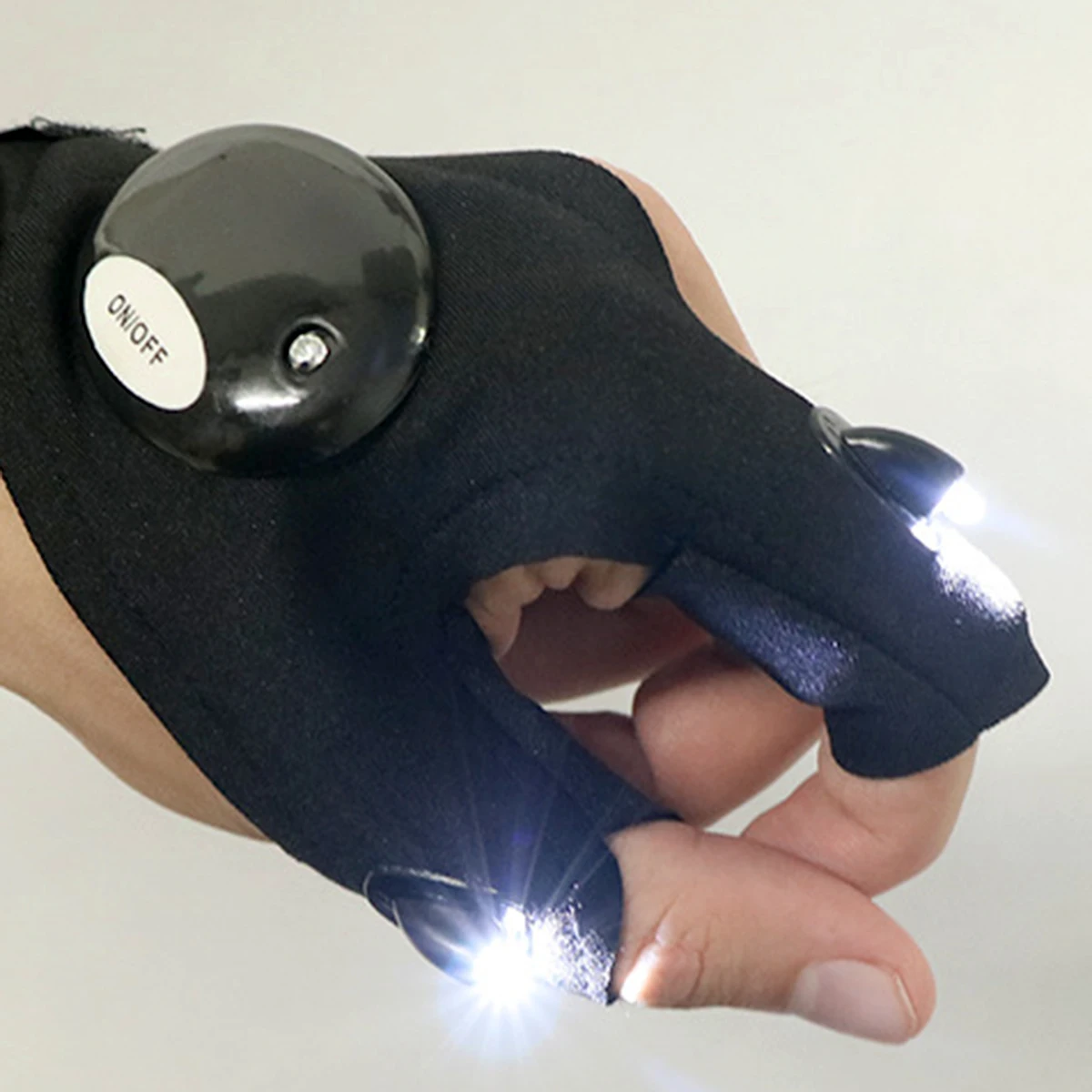 

1 Pair Flashlight Gloves 2LEDs Flashlight Strap Glove For Outdoor Night Fishing Auto Repair Silicone Waterproof Button Design