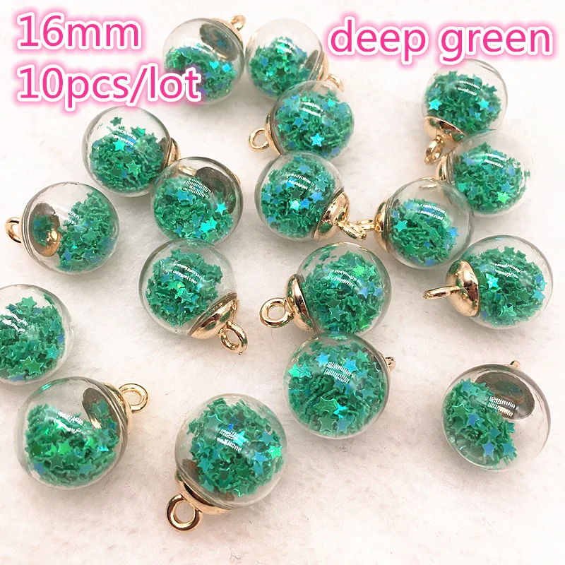 03 deep green Новые 10 шт 16 мм Красочные прозрачные стеклянные подвески в виде звезд найти аксессуары для волос ювелирные подвески серьги - Цвет: 03 deep green