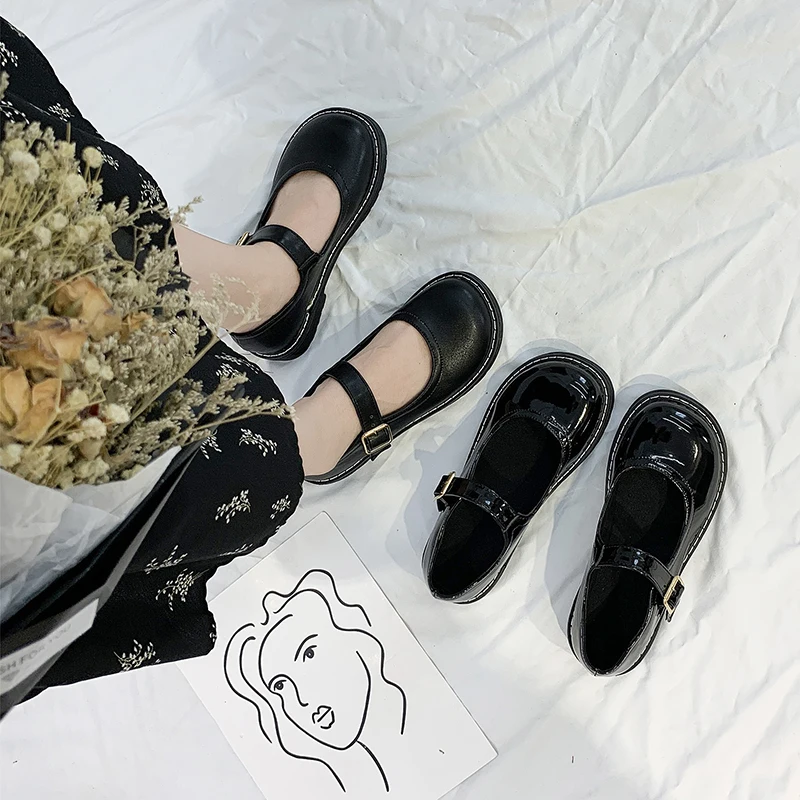 

Korean Shoes British Style Female Footwear Round Toe All-Match Oxfords Women's Casual Sneaker 2021 Retro Preppy Summer Dress Lea
