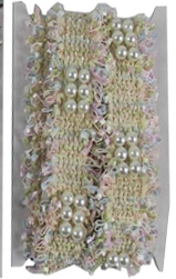 mixed 1 1 yard 3cm Tweed Webbing Pearl Beaded Trim Fabric Ribbon Sewing Handmade DIY Costume Dress Supplies Craft - Цвет: mixed 1