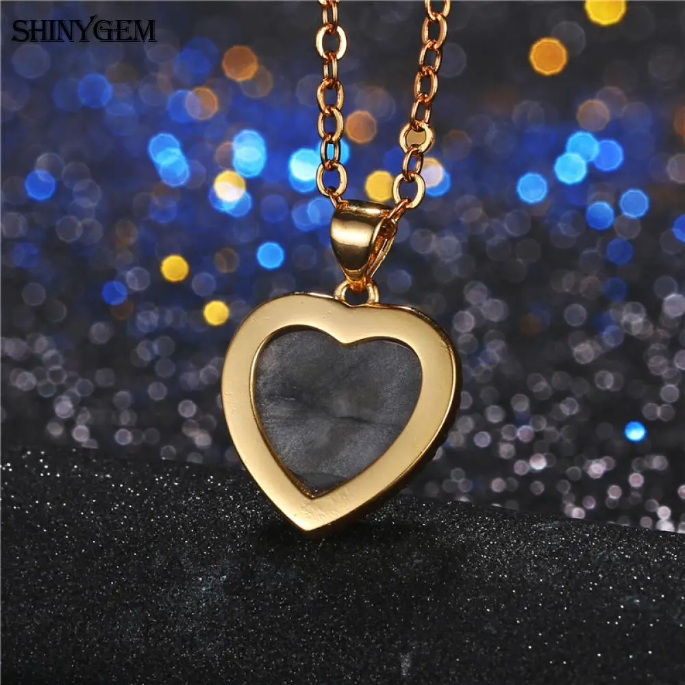 ShinyGem Мода 12*12 мм Любовь Сердце натуральный сверкающий кристалл Druzy Кулон ожерелье