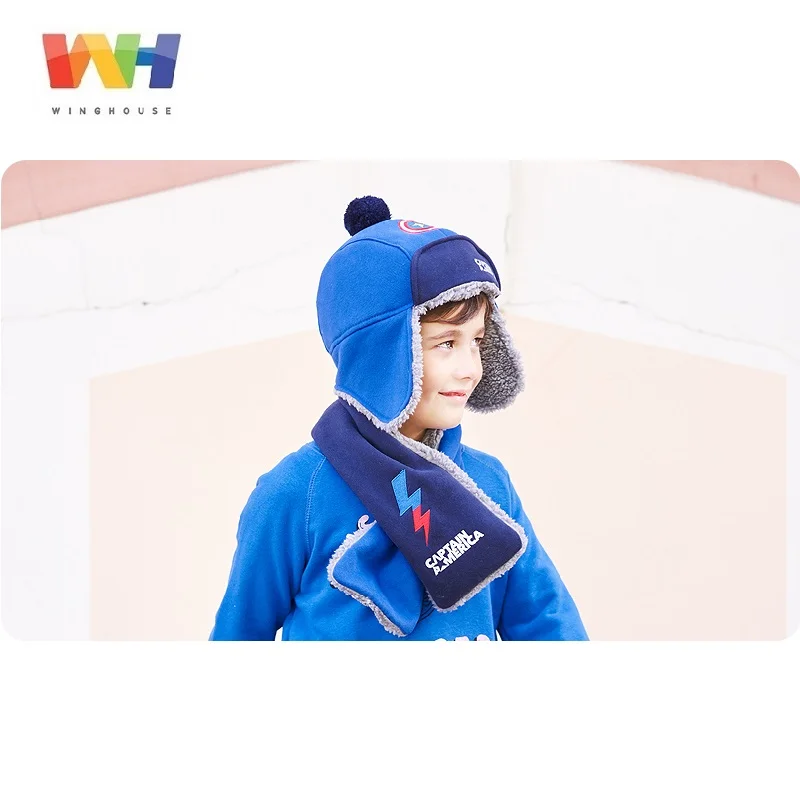 Детская шапка шарф набор для мальчиков Marvel Капитан Америка Шапка-бини детская