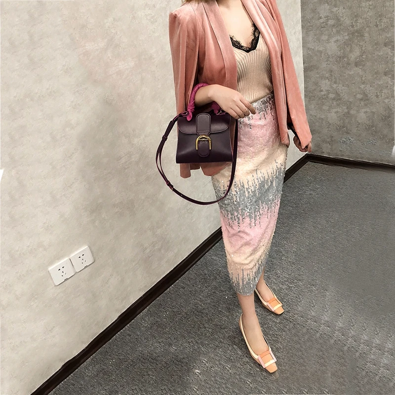 Женская юбка карандаш RealShe с эластичной талией и блестками большого размера для