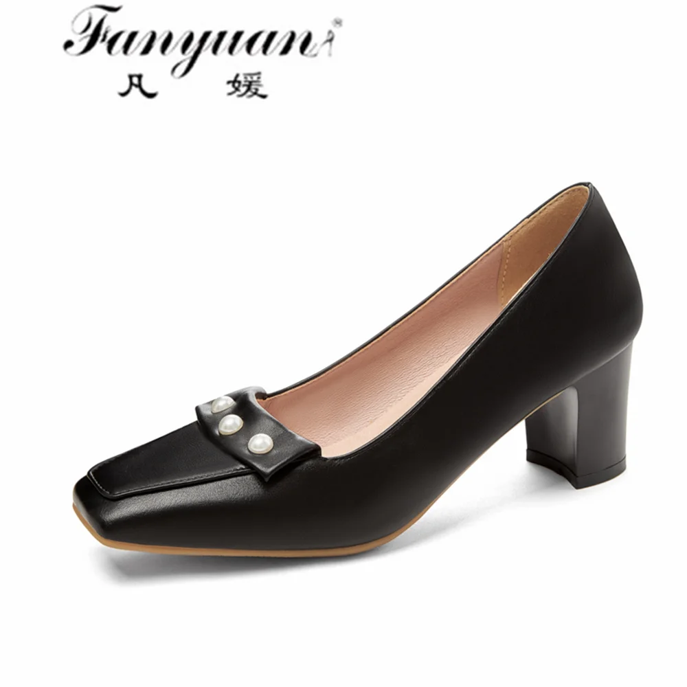

Fanyuan Spring/Autumn Women Pumps Slip-On Fashion Sexy Square Toe High-heeled with Metal Buckle Women Shoes Zapatos De Mujer