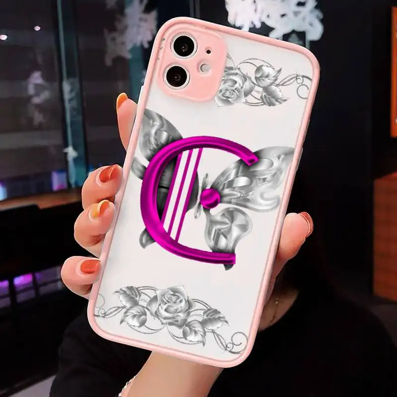 

Custom 26 letters Phone Cases Matte For iPhone 12 Mini 11 Pro XR XS Max 7 8 Plus X Hard PC Back Cover