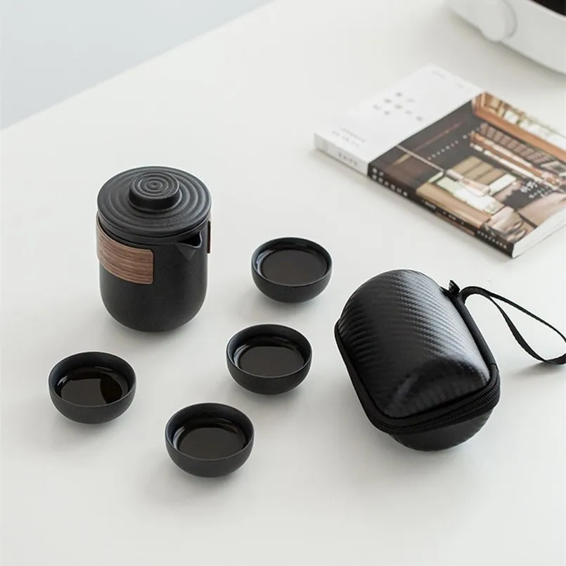 

Ceramic Porcelain Kung Fu Tea Set Teaware Tea Pot and Cup Set Travel Tea Set Portable One Pot and Four Cups