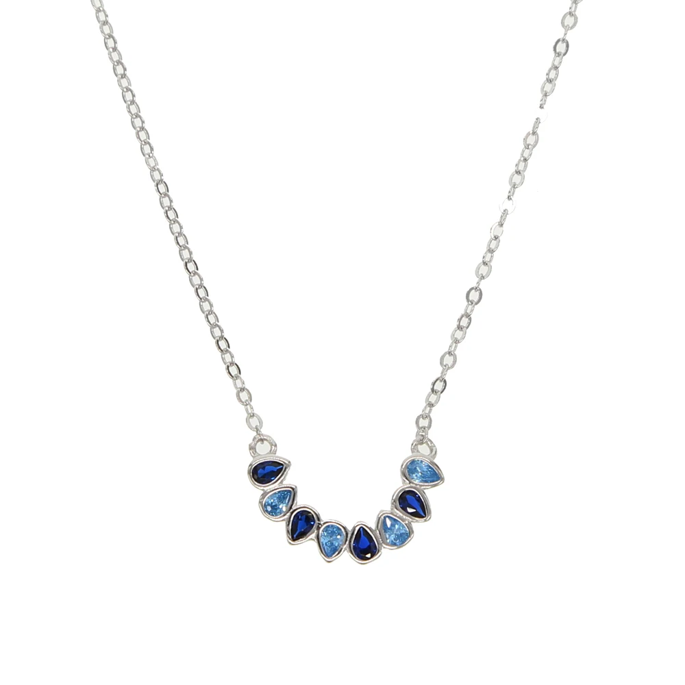 Золотая цепочка из серебра 925 пробы с зеленым и красным цирконием в форме капли