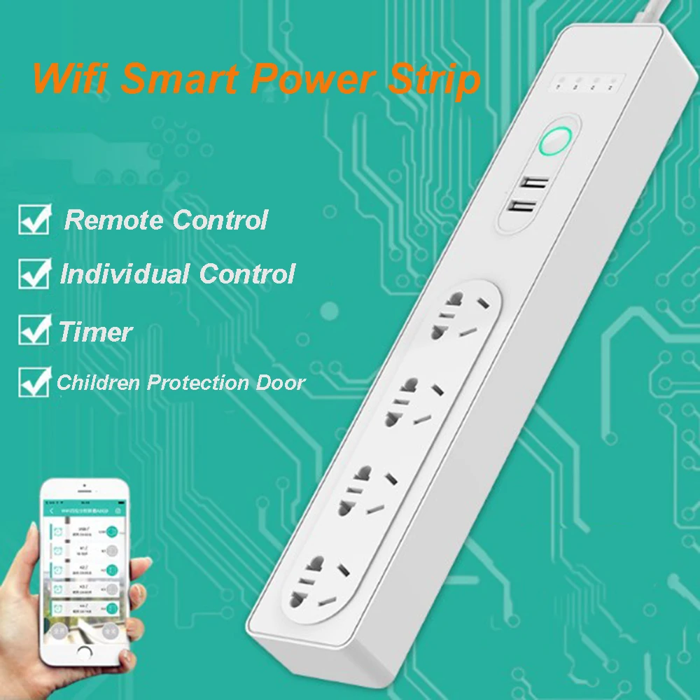 Wifi Smart Power Strip Защита от перенапряжения 4 способа AU электрическая вилка