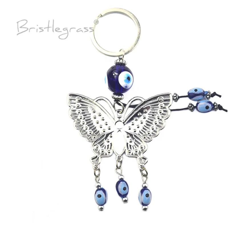 Брислграсс Турецкий Синий Злой Глаз Бабочка Брелок Для Ключей Кольца Держатель Амулеты Подвеска Хранитель Удачи Благословение Защита.