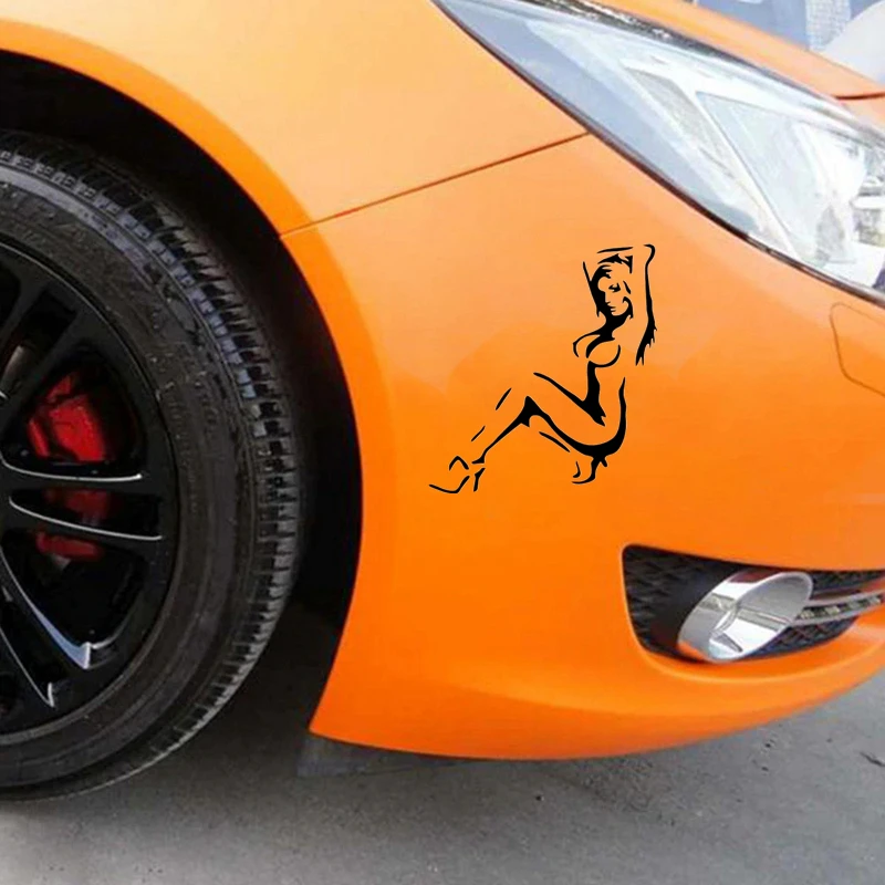 

Popular Car Stickers Girl Silhouette Funny Car Sticker Vinyl Decal White/black for Auto Stickers Styling No Background16x15cm
