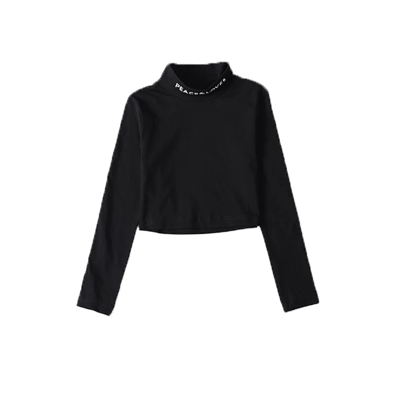 black tops Крутая детская одежда в стиле хип-хоп свитер с высоким горлом зеленый топ, повседневные штаны для бега для девочек, костюм для джазовых танцев, одежда - Цвет: black tops