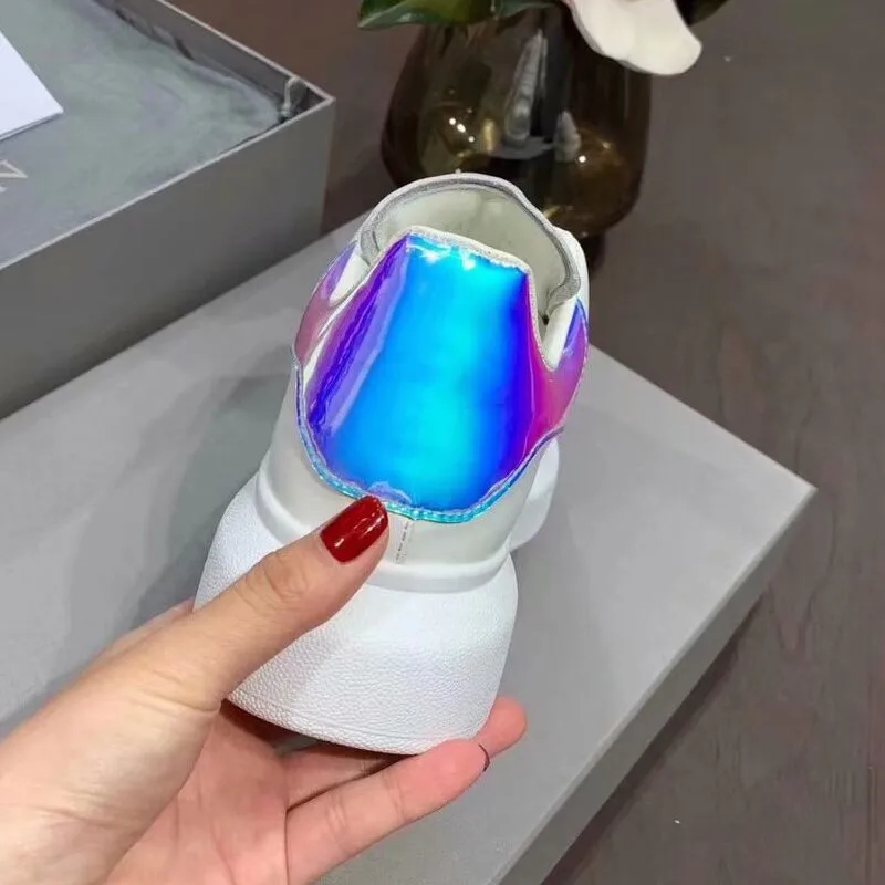 Туфли женские из натуральной кожи яркие Яркие ботинки с хвостом на платформе