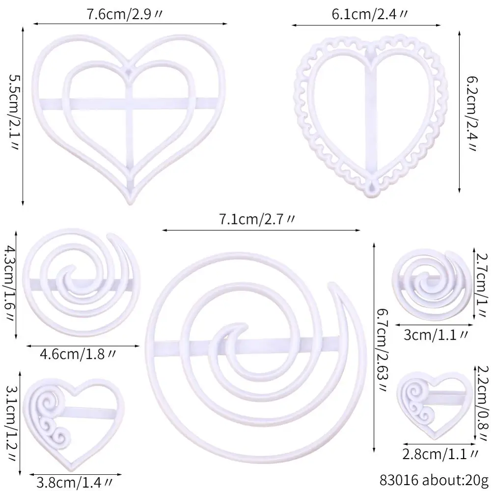7 шт./компл. формы для помадки в форме сердца форма печенья бисквит мастика сделай