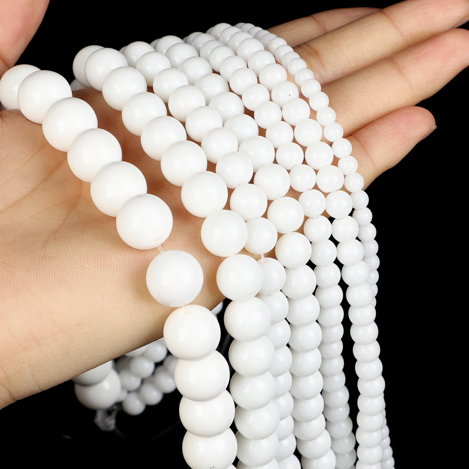 Бусины из гладкого белого фарфора нефрит натуральный камень для